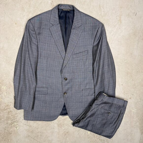 Jack Victor Suit Loro Piana 130s 2pc Glen Check Grey Wool 42 S 36x27 - Picture 2 of 15